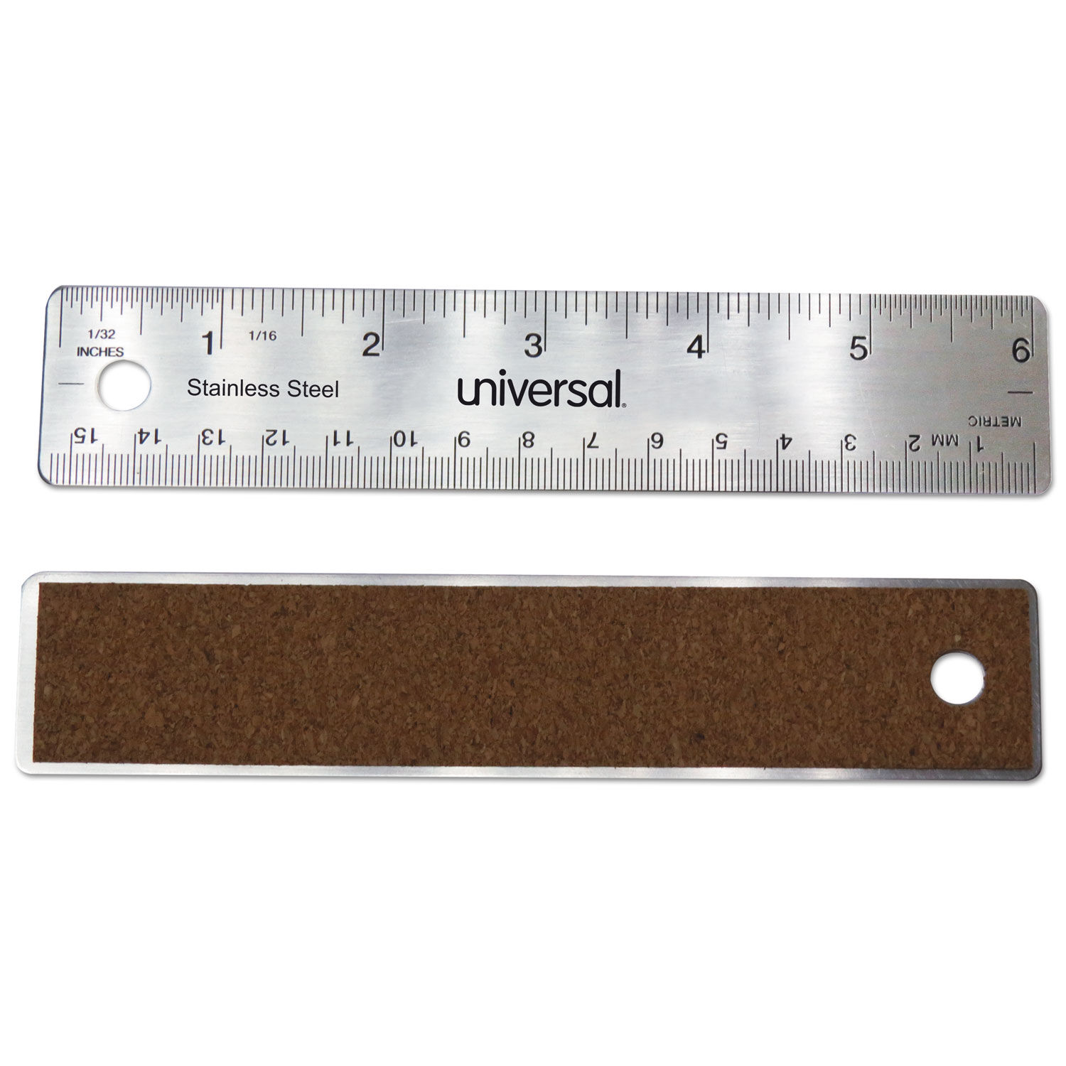 2 Pack Stainless Steel 6 Inch Metal Ruler Non-Slip Cork Back, with