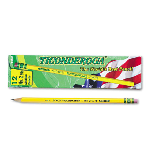 Dixon Ticonderoga Soft Black Lead Pencils, #2, Yellow - 10 count
