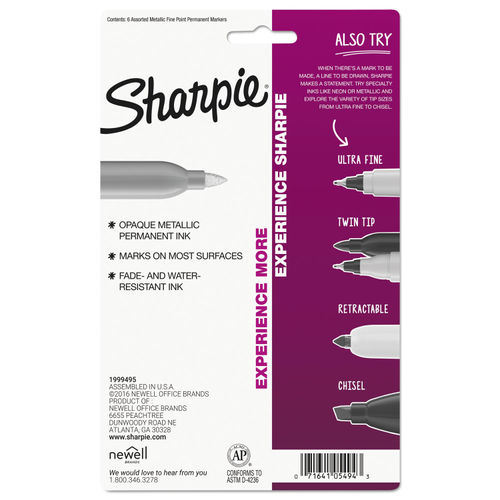 Metallic Fine Point Permanent Markers by Sharpie® SAN39109PP