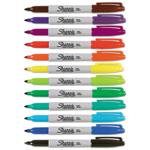 Fine Point Permanent Marker, Assorted, Set of 12 - SAN30072