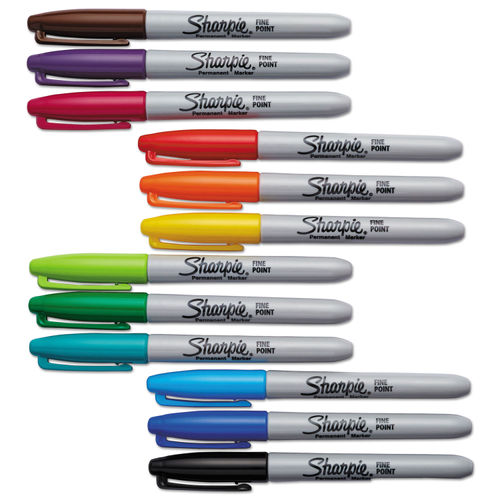 SAN30072 - Fine Tip Permanent Marker, Fine Bullet Tip, Assorted Colors,  12/Set