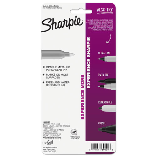  SHARPIE Metallic Permanent Markers, Fine Point, Silver, 2 Count  : Office Products