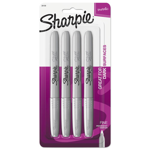 Sharpie Metallic Fine Point Permanent Marker, Silver - 4 pack