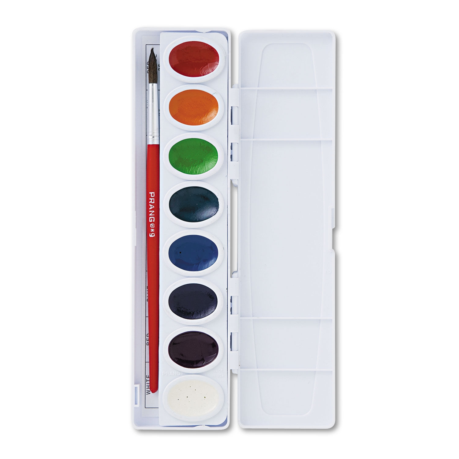 Semi-Moist Watercolor Paint Set, 8-Color Oval Pan w/Brush, 36 Sets