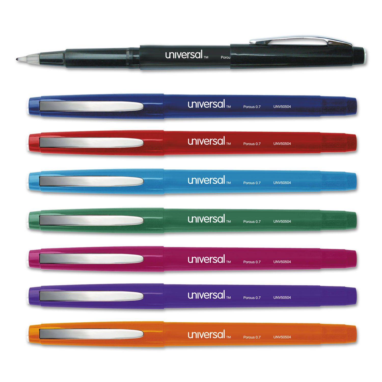 Porous Point Pen, Stick, Medium 0.7 mm, Assorted Ink and Barrel Colors,  8/Pack