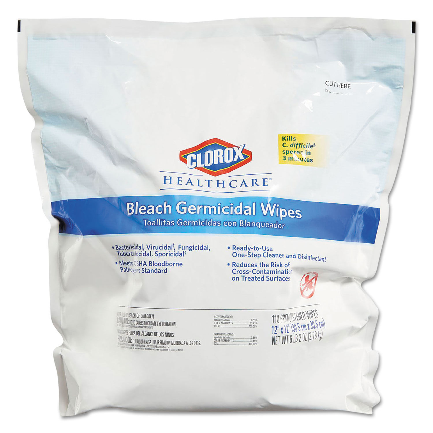 Bleach Germicidal Wipes by Clorox® Healthcare® CLO30359