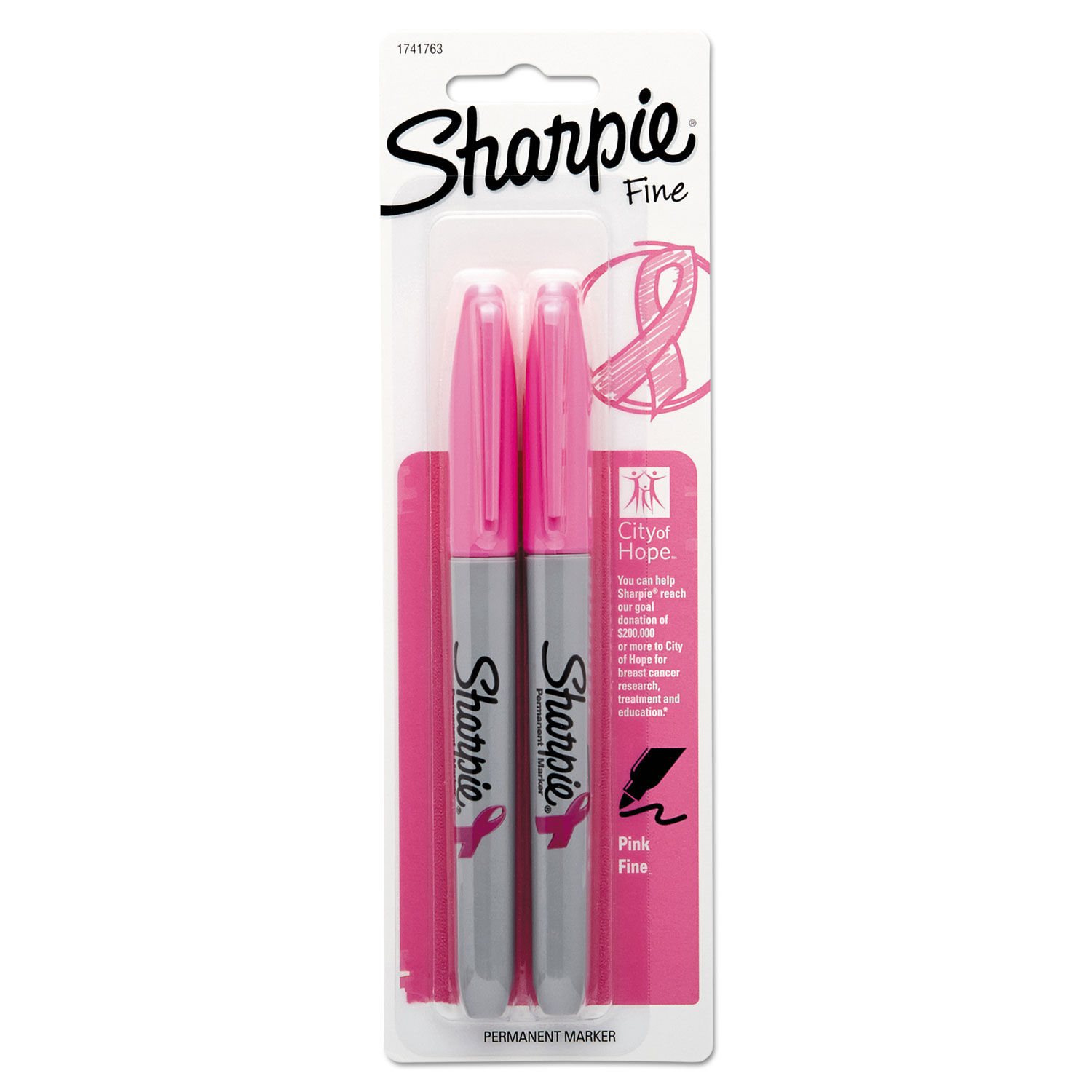 Sharpie Permanent Fine Point Markers BlackPink Ribbon Pack Of 12