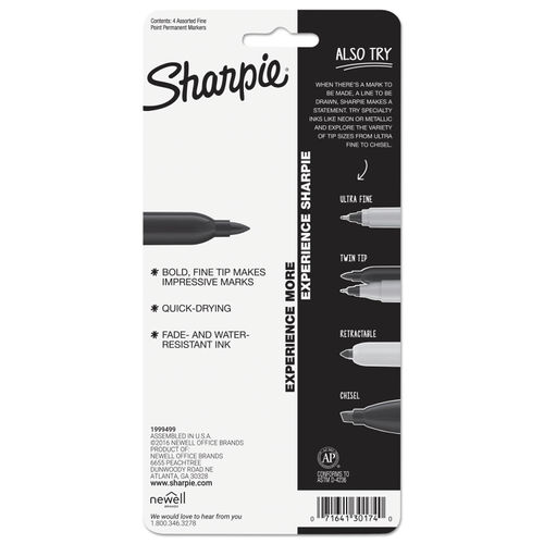 Fine Tip Permanent Marker, Fine Bullet Tip, Assorted Colors, 65