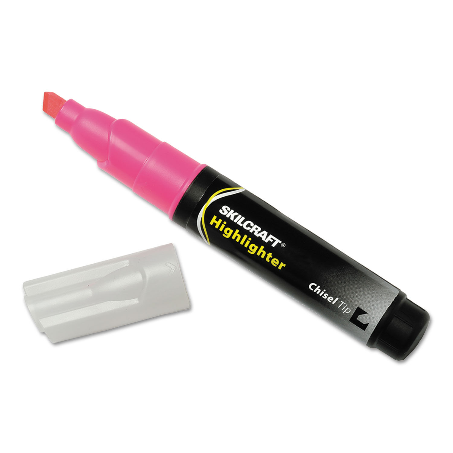 7520004607598, SKILCRAFT Large Fluorescent Highlighter, Fluorescent Pink Ink, Chisel Tip, Black/Pink Barrel, Dozen 7520004607598, SKILCRAFT Large Fluorescent Highlighter, Fluorescent Pink Ink, Chisel Tip, Black/Pink Barrel, Dozen