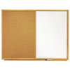 QRTS553 - Bulletin/Dry-Erase Board, Melamine/Cork, 36 x 24, Brown/White Surface, Oak Finish Frame