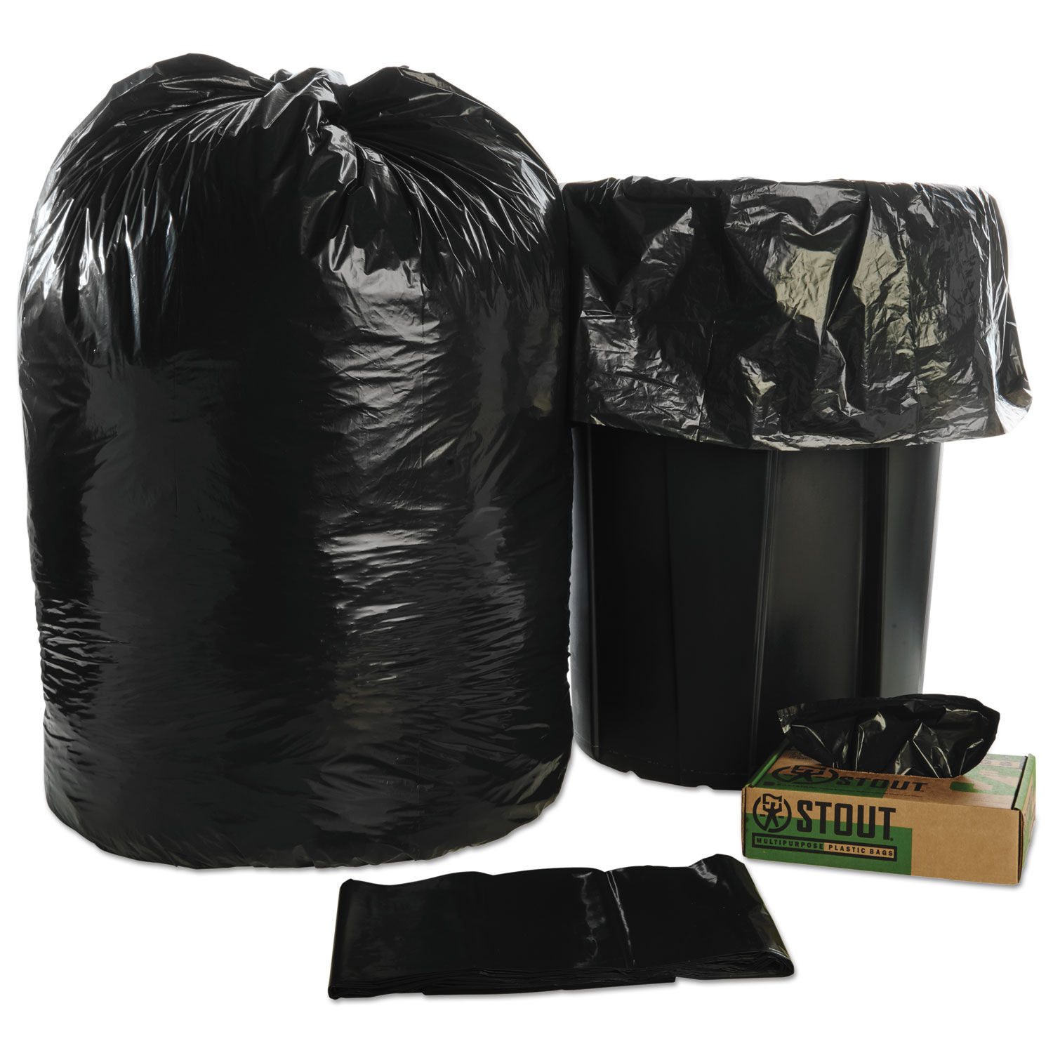 39 Gallon Trash Bags Heavy Duty 1.5 Mil Black - 50 Count Large