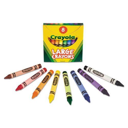 Crayola Large Crayons, Tuck Box, 8 Colors/Box - CYO520080