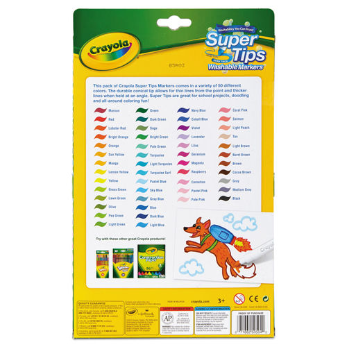 Crayola Super Tips Washable Markers, Assorted, 50 Markers (CYO585050)  71662505042