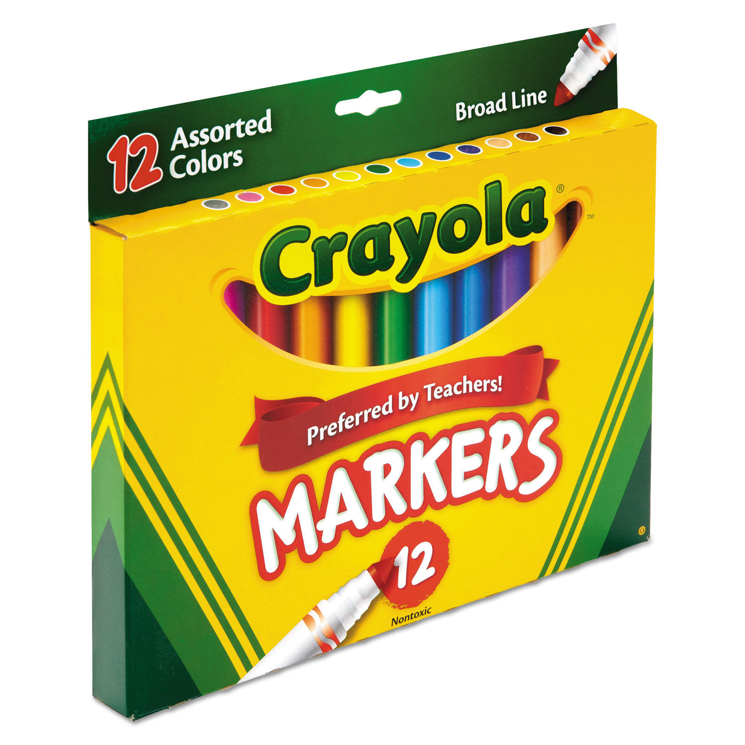 Crayola Broad Line Washable Markers, Broad Bullet Tip, Red, 12/Box