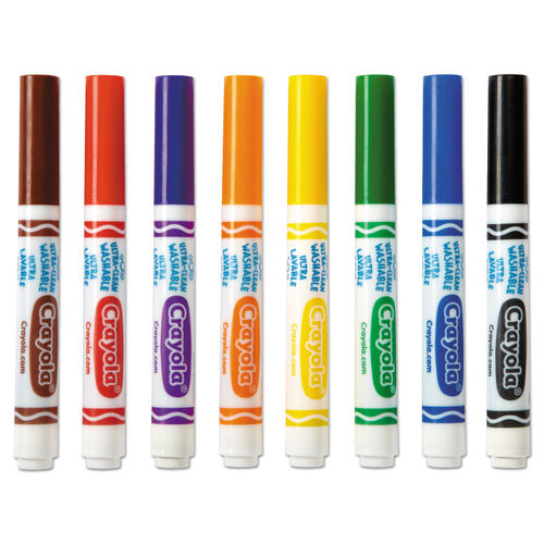 Crayola Ultra Clean Washable Color Markers Thin Line Assorted Classic  Colors Box Of 8 - Office Depot