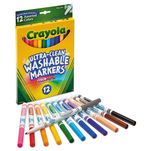 Ultra-Clean Washable Markers, Fine Bullet Tip, Assorted Colors, 40
