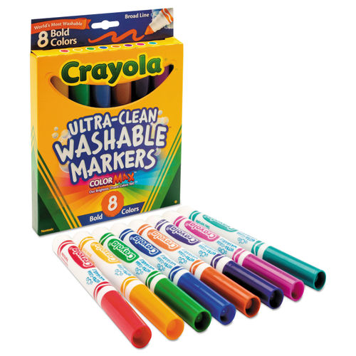 Ultra-Clean Washable Markers, Broad Bullet Tip, Assorted Colors, 8/Pack