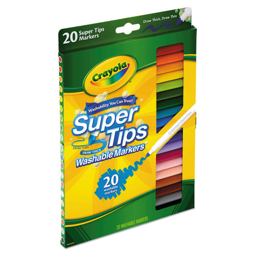 Crayola Washable Markers, Nontoxic, Super Tips - 20 markers