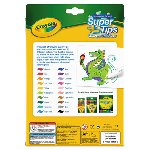 Great Value, Crayola® Washable Super Tips Markers, Fine/Broad