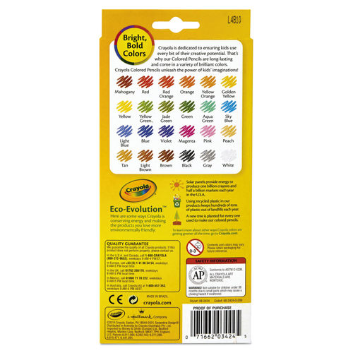 Crayola Erasable Color Pencil Set, 3.3 mm, 2B, Assorted Lead and Barrel Colors, 24/Pack - CYO682424