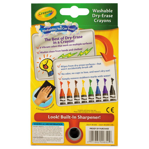 Crayola Dry Erase Crayons Assorted Colors Pack Of 8 Crayons