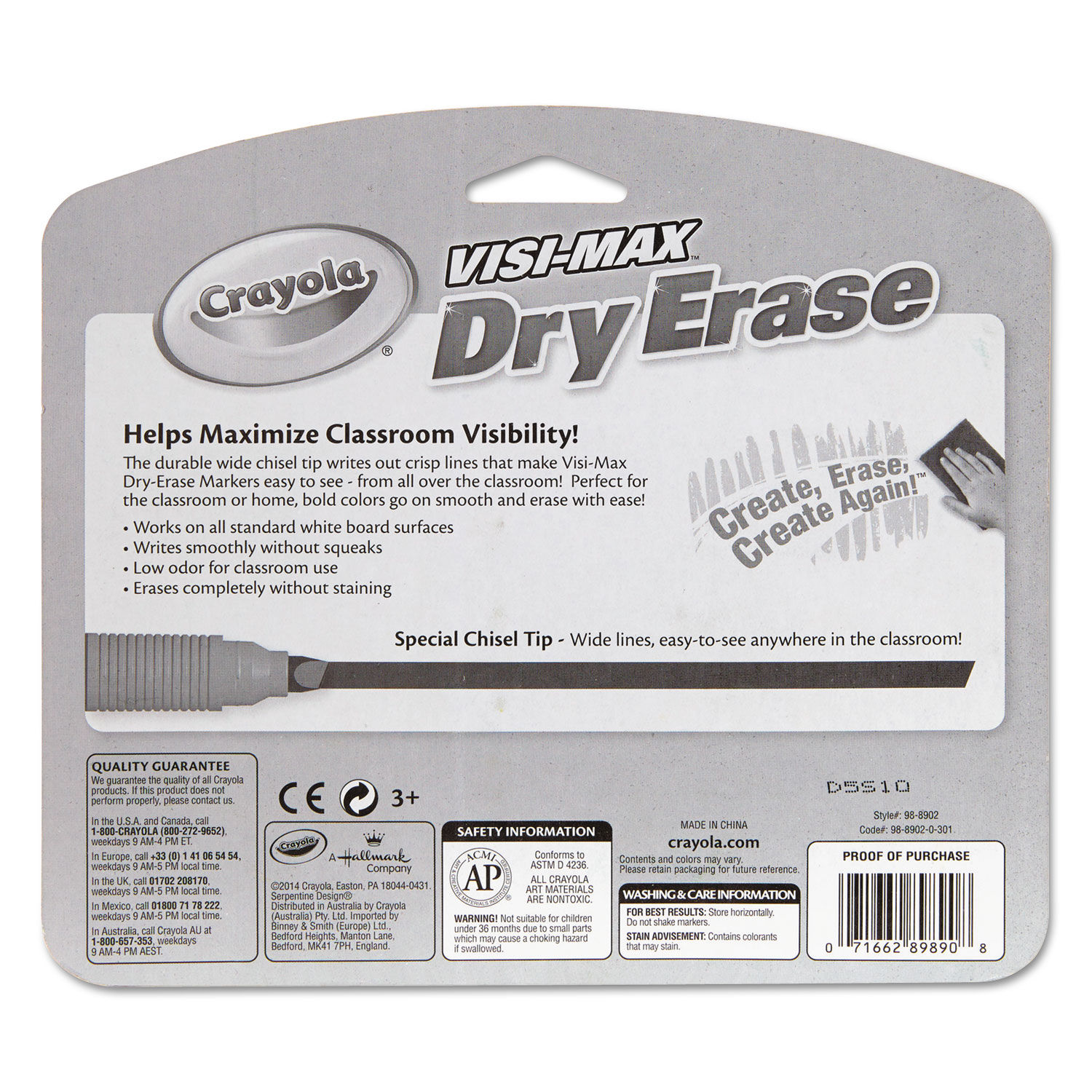 Crayola Dry Erase Markers CFine Tip (4 Count), Visimax - 98-8901