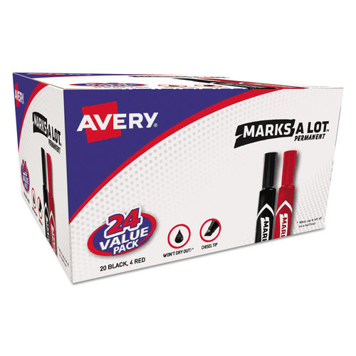 Avery Marks-A-Lot Regular Desk-Style Permanent Marker Chisel Tip Blue Dozen