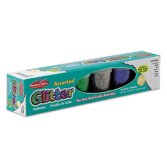 Charles Leonard Glitter Set, Assorted, 0.75 oz Shaker-Top Jar, 6/Set Charles Leonard Glitter Set, Assorted, 0.75 oz Shaker-Top Jar, 6/Set