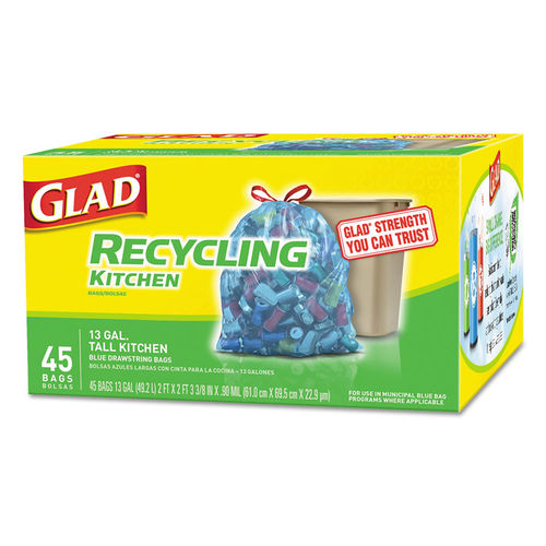 Glad Drawstring Bags, Tall Kitchen, 13 Gallon 45 ea