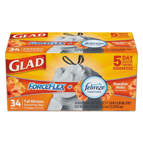 Glad ForceFlex MaxStrength 20-Gallons Febreze Fresh Clean Gray