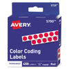 AVE05790 - Handwrite-Only Permanent Self-Adhesive Round Color-Coding Labels in Dispensers, 0.25" dia, Red, 450/Roll, (5790)