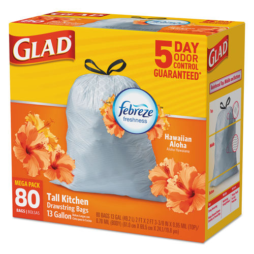 Glad Tall Kitchen 5 Day OdorShield Trash Bags With Febreze