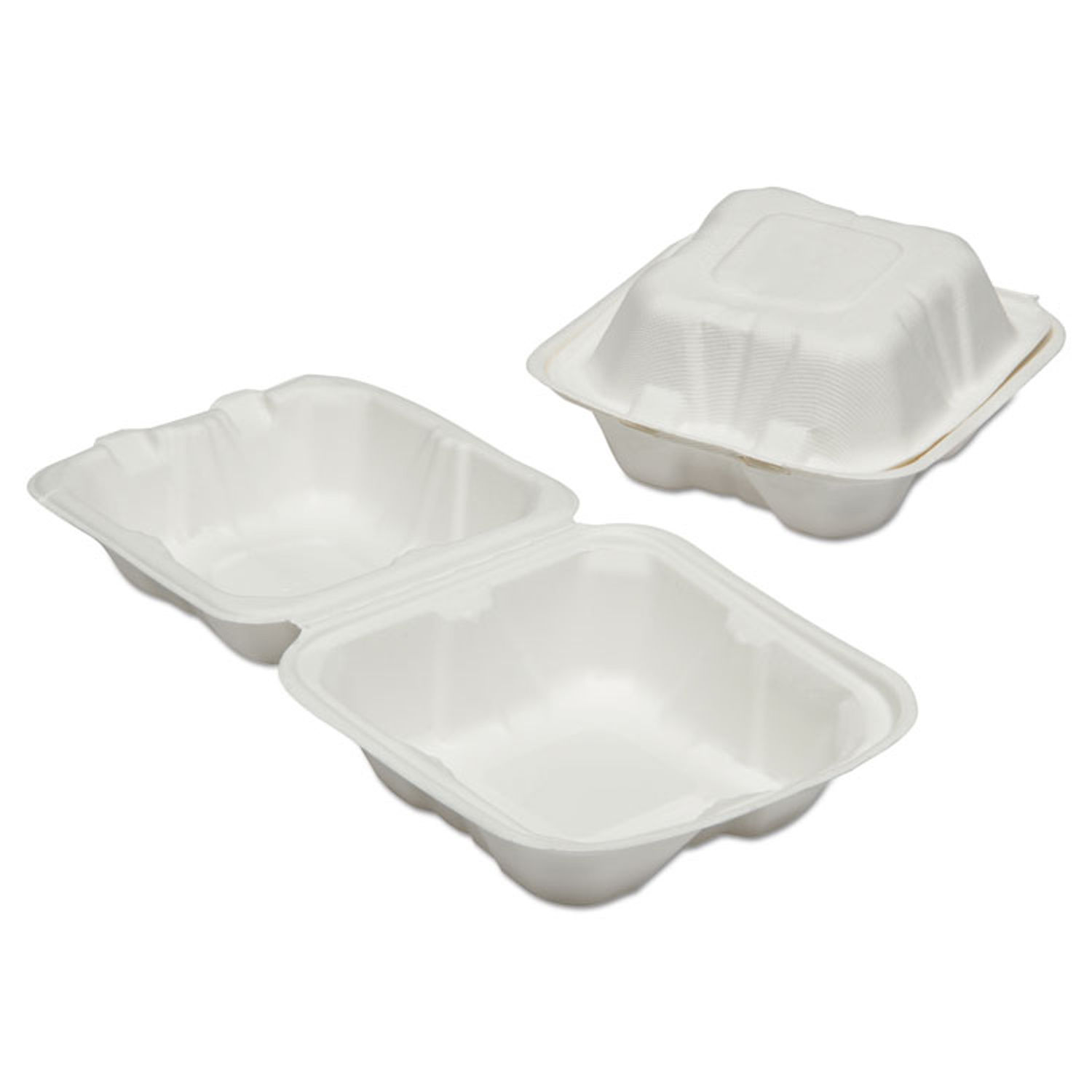 Square Microwaveable White Hinged Take-Out Container - 6 x 6