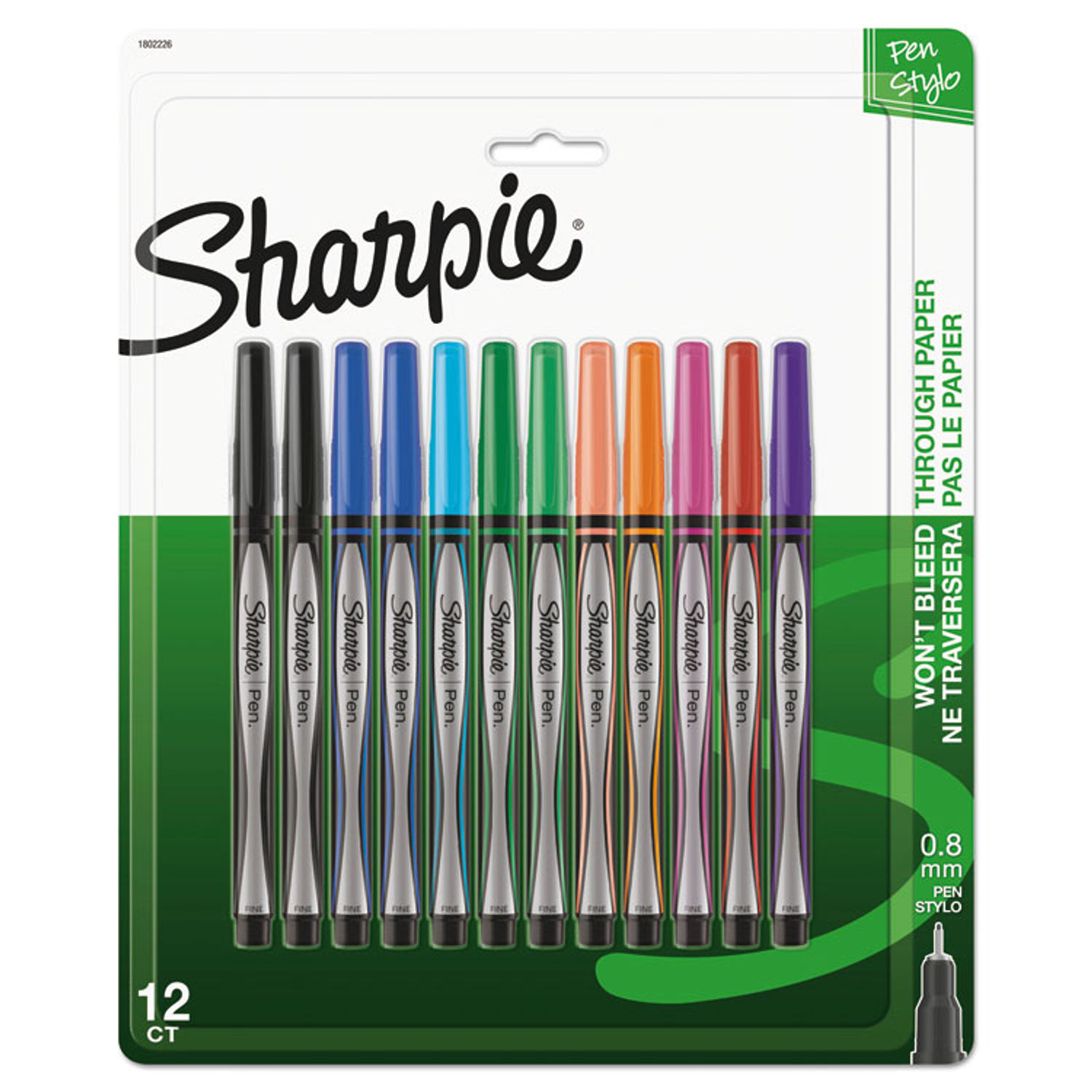 Sharpie Plastic Point Stick Water Resistant Pen Assorted Fine 6/Pack