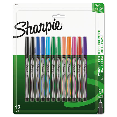 Sharpie Pens Fine Point 0.4 mm Black Barrels Assorted Ink Colors