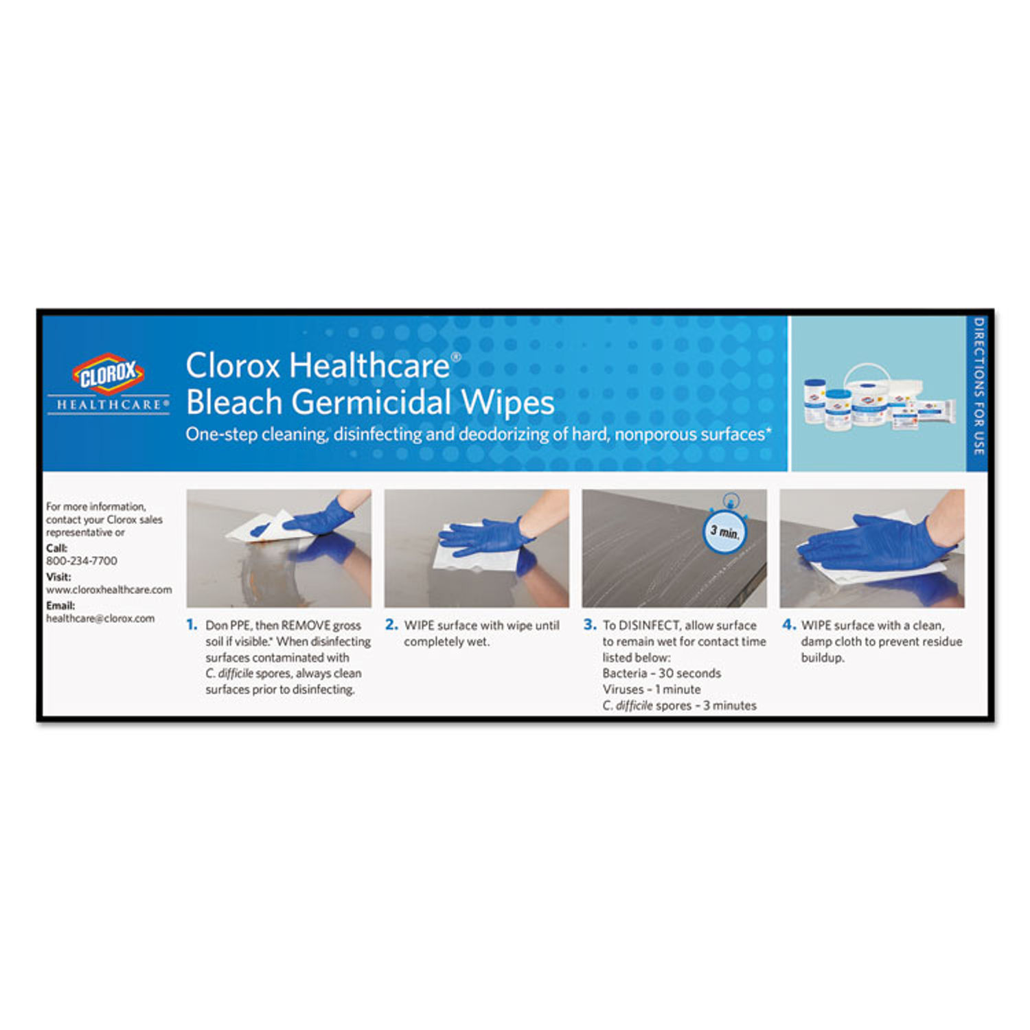 Bleach Germicidal Wipes by Clorox® Healthcare® CLO30359