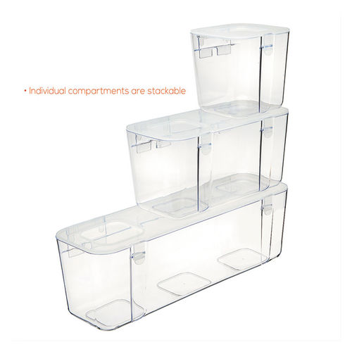 Deflecto Stackable Storage Caddy Organizer 3 Containers White/Clear 2 Pack