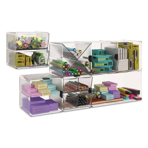 Deflecto 3-Drawer Transparent Storage Cube - Clear