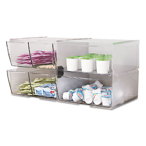 Stackable Cube Organizer, 4 Compartments, 4 Drawers, Plastic, 6 x 7.2 x 6,  Clear