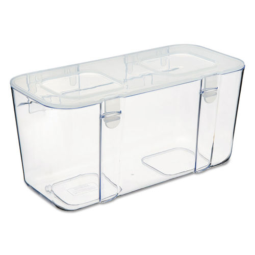 Deflecto Stackable Storage Caddy Organizer, 3 Containers, White/Clear, 2  Pack 