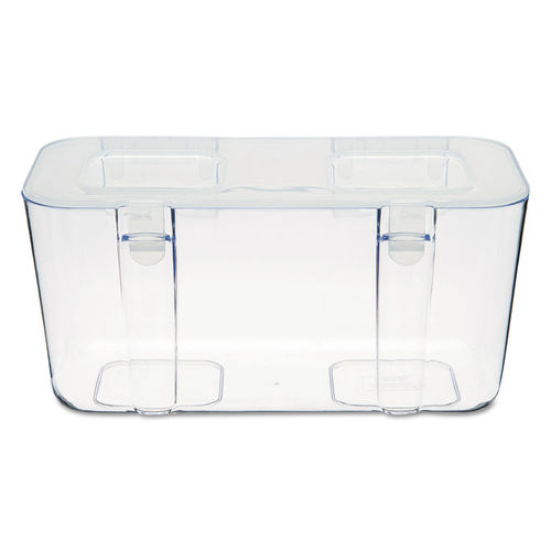 Stackable Caddy Organizer with S, M and L Containers, Plastic, 10.5 x 14 x  6.5, White Caddy/Clear Containers - Supply Solutions