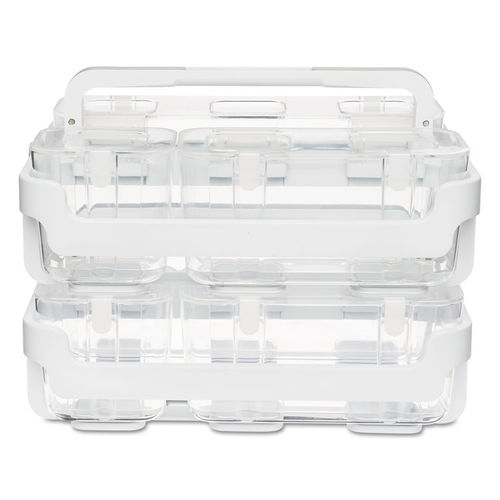 Stackable Caddy Organizer with S, M and L Containers, Plastic, 10.5 x 14 x  6.5, White Caddy/Clear Containers - Supply Solutions