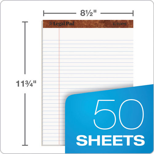 Tops Paper Pads, Legal Rule, Letter size, White, 50 Sheets, 12/Dozen