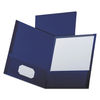 OXF53443 - Linen Finish Twin Pocket Folders, 100-Sheet Capacity, 11 x 8.5, Navy, 25/Box