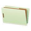 PFX23314 - End Tab Classification Folders, 2" Expansion, 1 Divider, 4 Fasteners, Legal Size, Pale Green Exterior, 10/Box