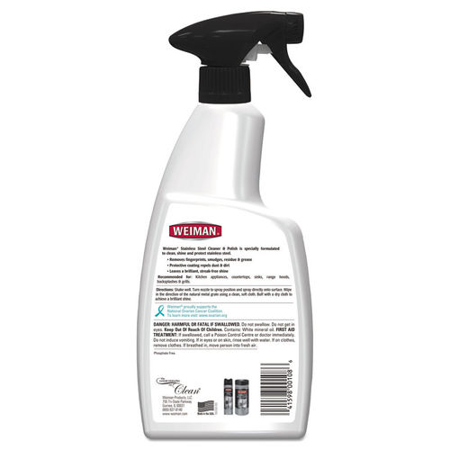 Weiman 22 oz. Stainless Steel Cleaner and Polish Spray 108A - The