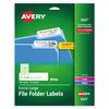 AVE5027 - Extra-Large TrueBlock File Folder Labels with Sure Feed Technology, 0.94 x 3.44, White, 18/Sheet, 25 Sheets/Pack