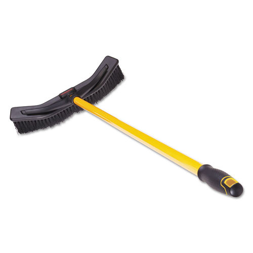 Rubbermaid Maximizer Push-to-Center Broom, 18, PVC Bristles, Yellow-Black