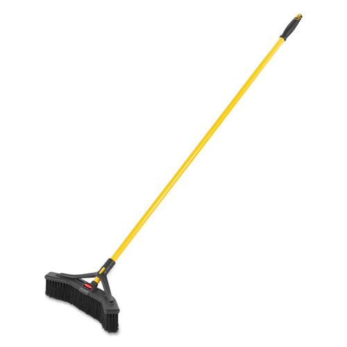 Rubbermaid Maximizer Push-to-Center Broom, 18, PVC Bristles, Yellow-Black