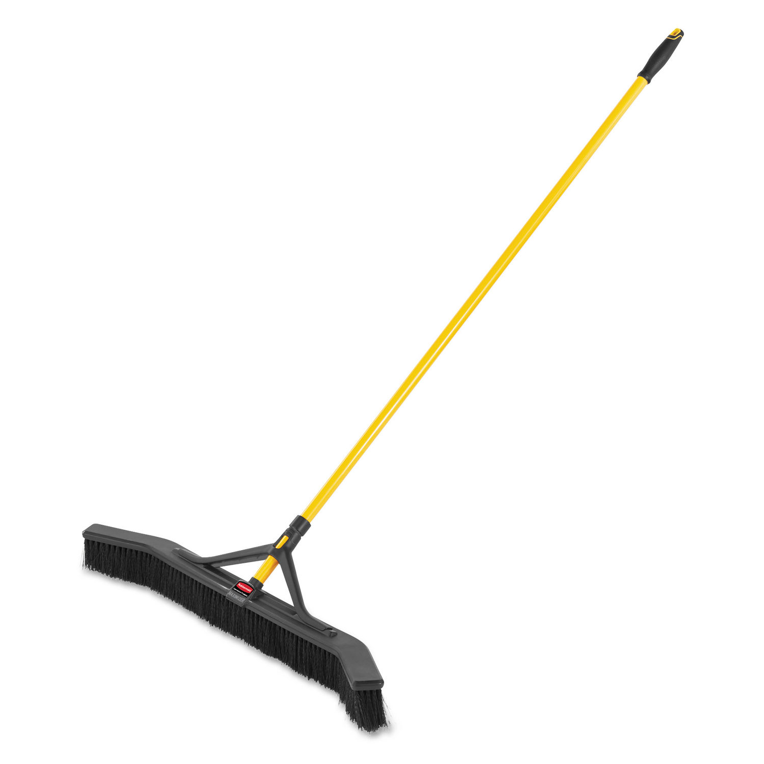 Rubbermaid Maximizer Push-to-Center Broom, 18, PVC Bristles, Yellow-Black